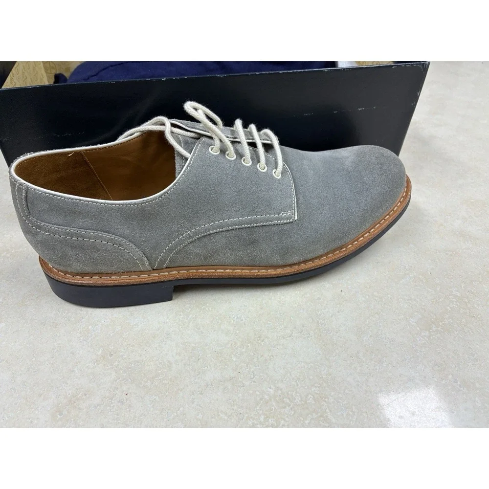 Herring Johnstone Grey Suede Derby dress Shoes Mens 10.5 F British Blucher S-063